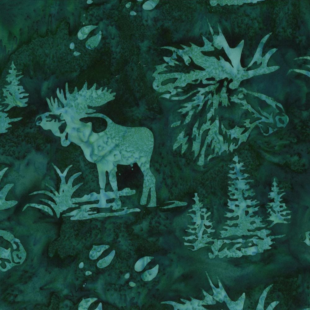 Hoffman Fabrics Viridian Bull Moose Batik Fabric N2911-309-Viridian