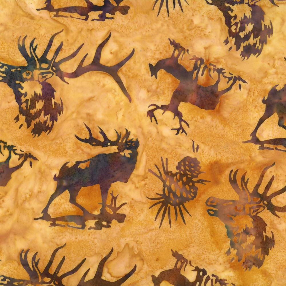 Hoffman Fabrics Amber Elk Batik Fabric N2913-36-Amber