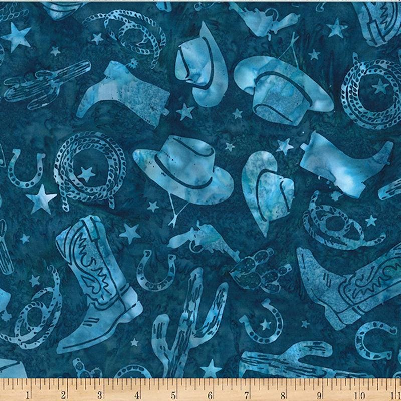 Hoffman Fabrics Sea Cliff Western Cowboy Batik Fabric W2600-467-Sea-Cliff