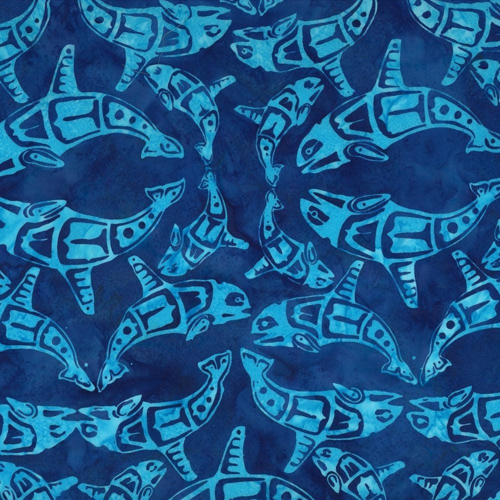 Hoffman Fabrics Pacific Totemic Whales Batik Fabric F2098-133-Pacific