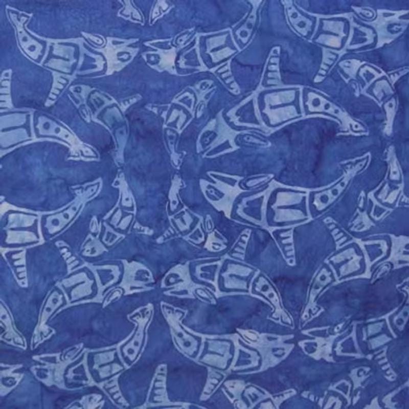Hoffman Fabrics Royal Totemic Whales Batik Fabric F2098-18-Royal