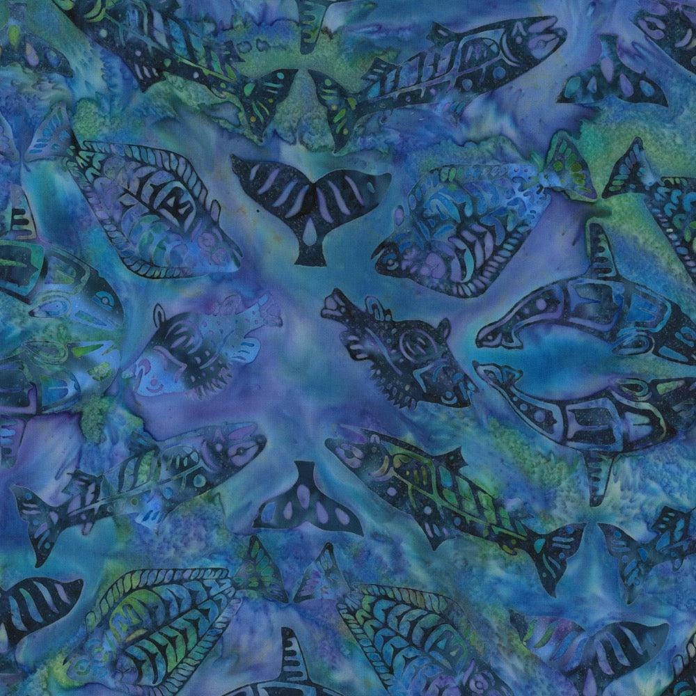Hoffman Fabrics Orchid Totemic Fish Batik Fabric F2099-223-Orchid