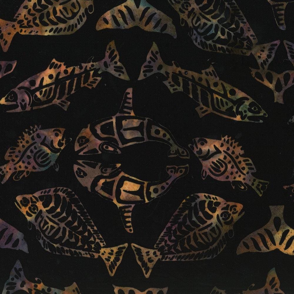 Hoffman Fabrics Sugarplum Totemic Fish Batik Fabric F2099-286-Sugarplum