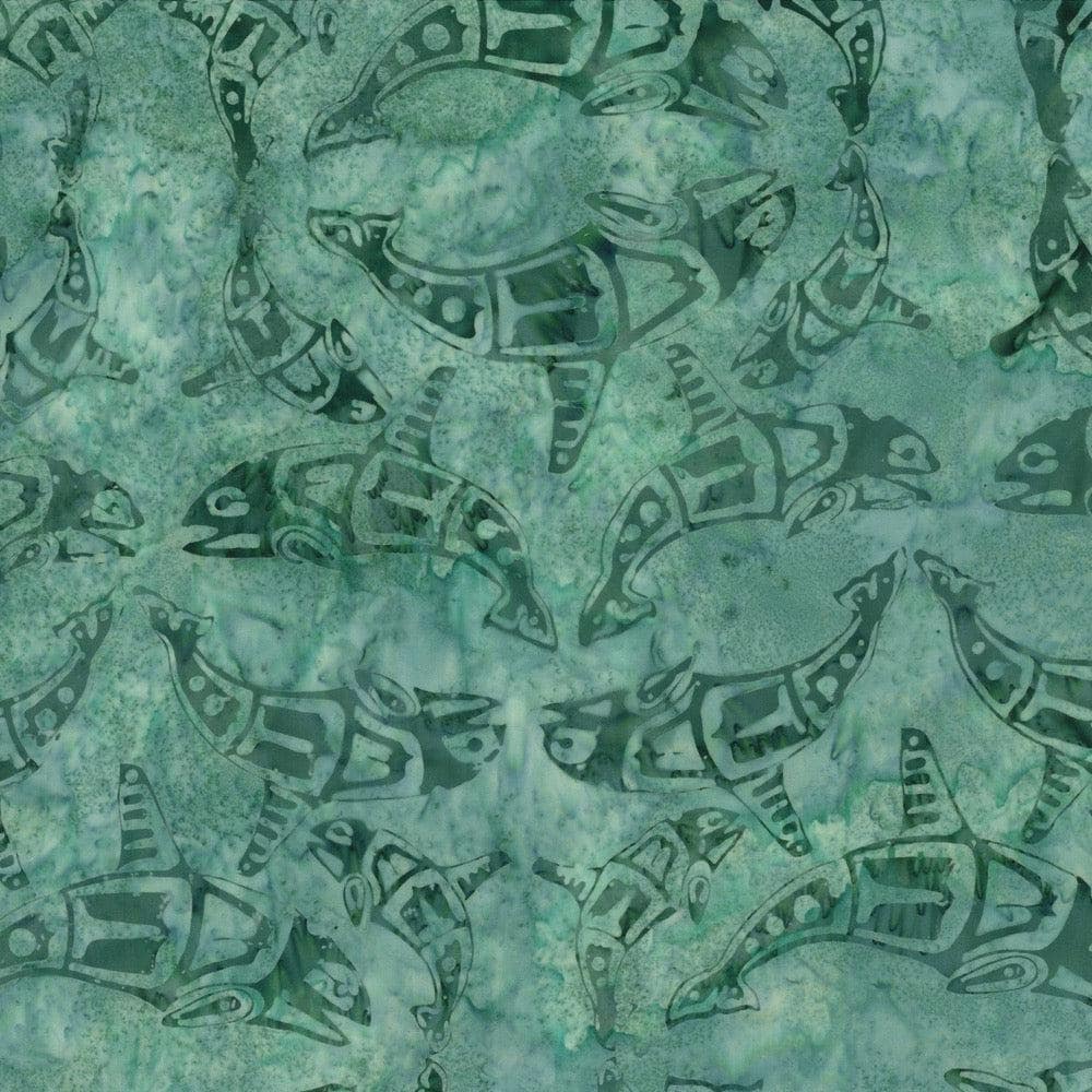 Hoffman Fabrics Seafoam Totemic Whales Batik Fabric F2098-79-Seafoam