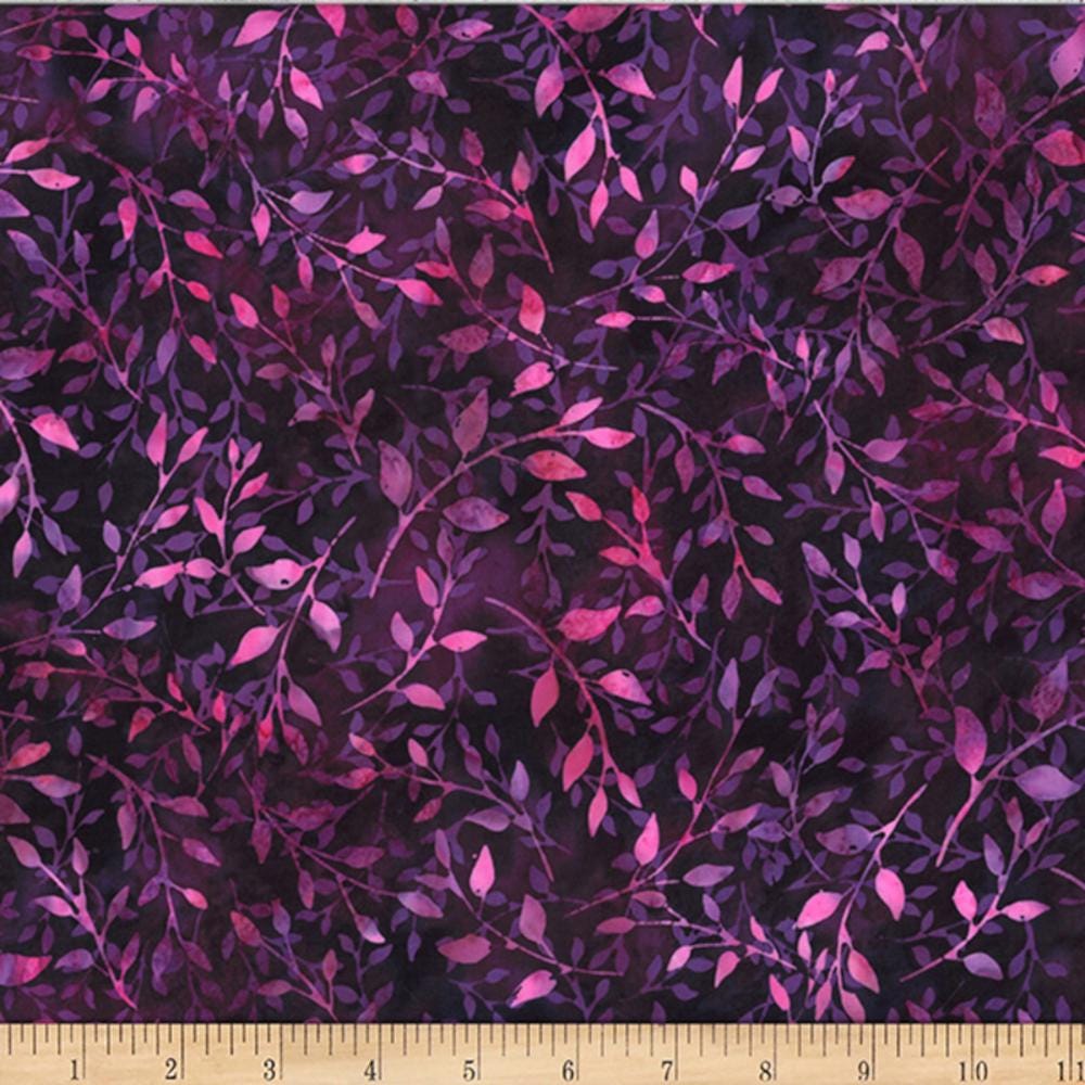 Hoffman Fabrics Challenge Marsala Leaves Batik Fabric X2617-423-Marsala