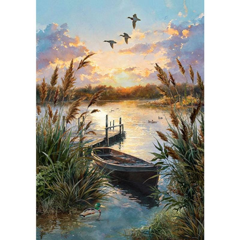 Hoffman Fabrics Lakeside Echo Cotton Panel X5664-311-Lake