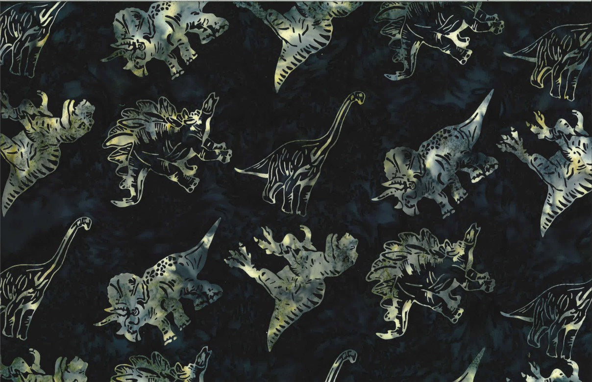 Hoffman Fabrics Midnight Dinosaur Batik Fabric S2339-128-Midnight