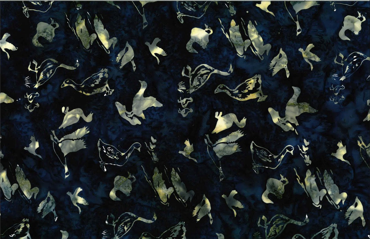 Hoffman Fabrics Navy Geese Bird Batik Fabric S2342-19-Navy