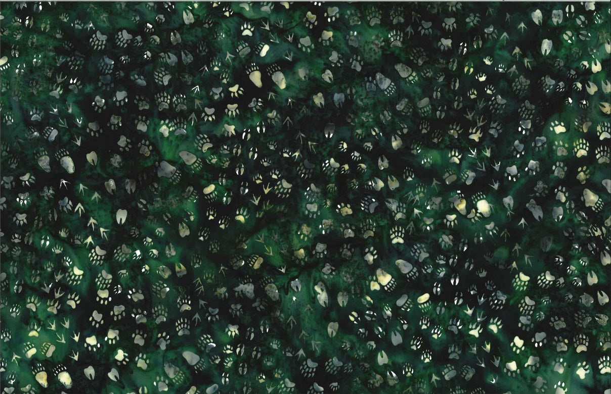 Hoffman Fabrics Emerald Wildlife Animal Tracks Batik Fabric S2350-31-Emerald