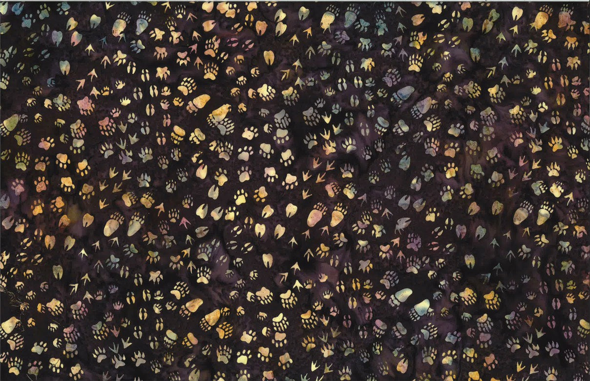 Hoffman Fabrics Eggplant Wildlife Animal Tracks Batik Fabric S2350-34-Eggplant