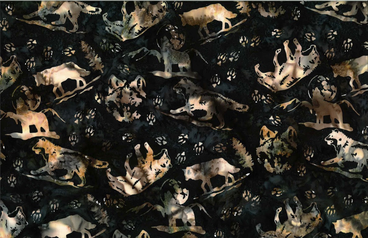 Hoffman Fabrics Blacklight Wolves Batik Fabric S2351-537-Blacklight