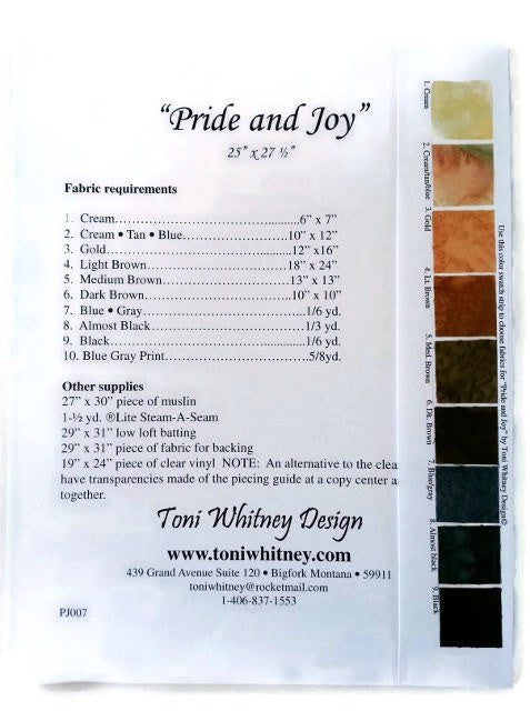 Toni Whitney Design Pride and Joy Applique Quilt Kit and Fabric Kit 