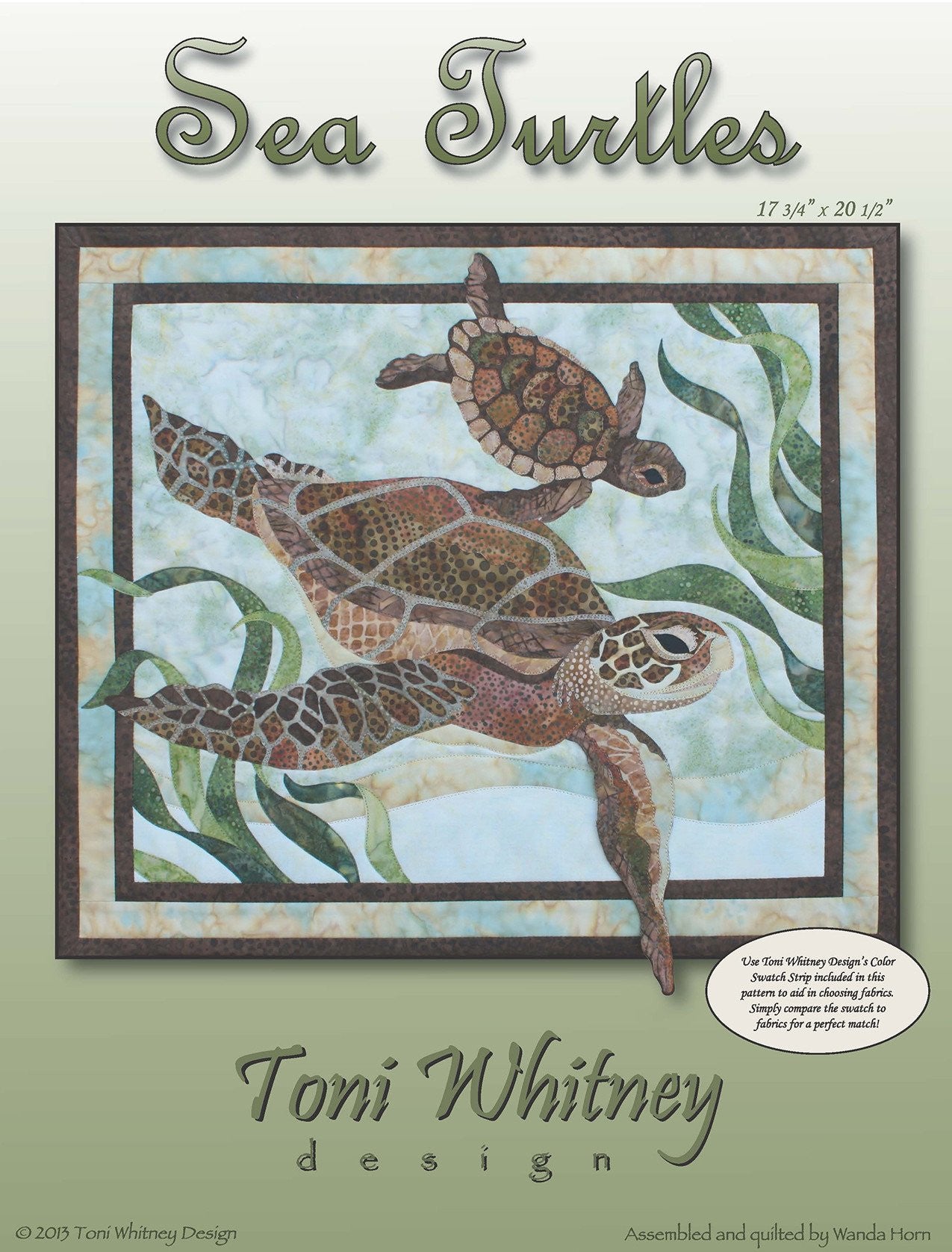 Toni Whitney Design Sea Turtles Applique Quilt Pattern 
