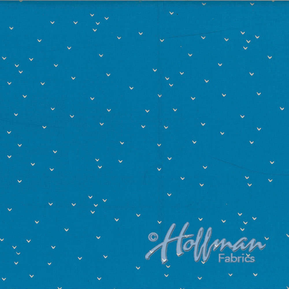 Hoffman Fabrics Me+You Aruba Blue Metallic Silver Batik Fabric 148-371S-Aruba-Silver