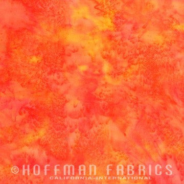 Hoffman Fabrics Watercolors Poppy Orange Yellow Batik Fabric 1895-224-Poppy