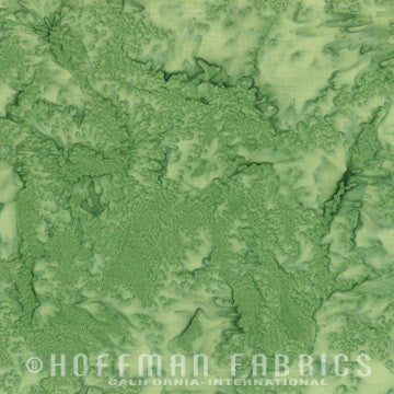 Hoffman Fabrics Watercolors Caterpillar Green Batik Fabric 1895-269-Caterpillar
