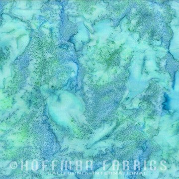 Hoffman Fabrics Watercolors Parakeet Blue Green Batik Fabric 1895-271-Parakeet