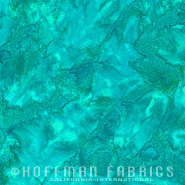 Hoffman Fabrics Watercolors Betta Fish Blue Green Batik Fabric 1895-322-Betta-Fish