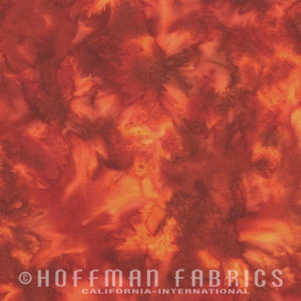 Hoffman Fabrics Watercolors Paprika Red Orange Batik Fabric 1895-389-Paprika