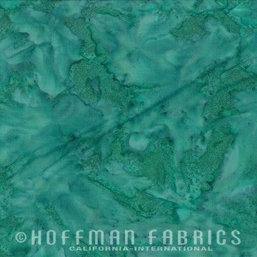Hoffman Fabrics Watercolors Chamomile Blue Green Batik Fabric 1895-418-Chamomile