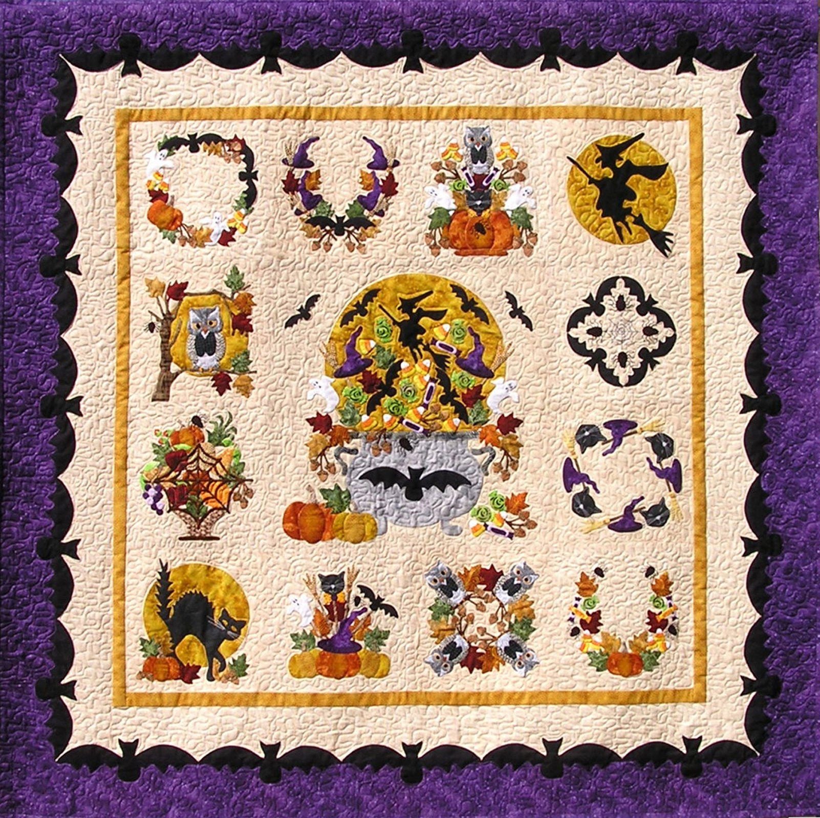 P3 Designs Baltimore Halloween BOM Applique Quilt Pattern Set 