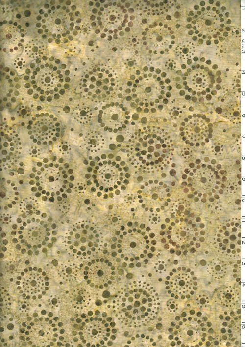 Fresh Water Java Batiks Olive Tan Circle Dots Batik