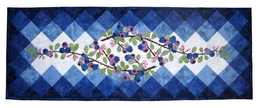 Wildfire Designs Alaska Berry Blues Table Runner Applique Quilt Pattern 