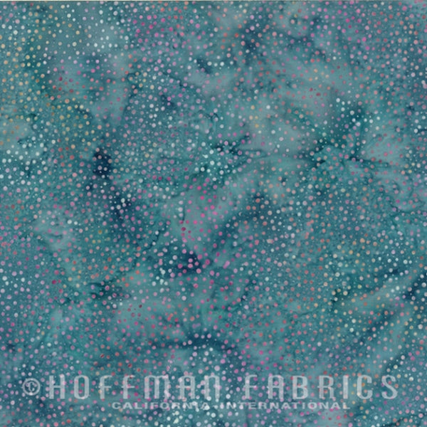 Hoffman Fabrics Dot Hibiscus Blue Batik Fabric 885-519-Hibiscus