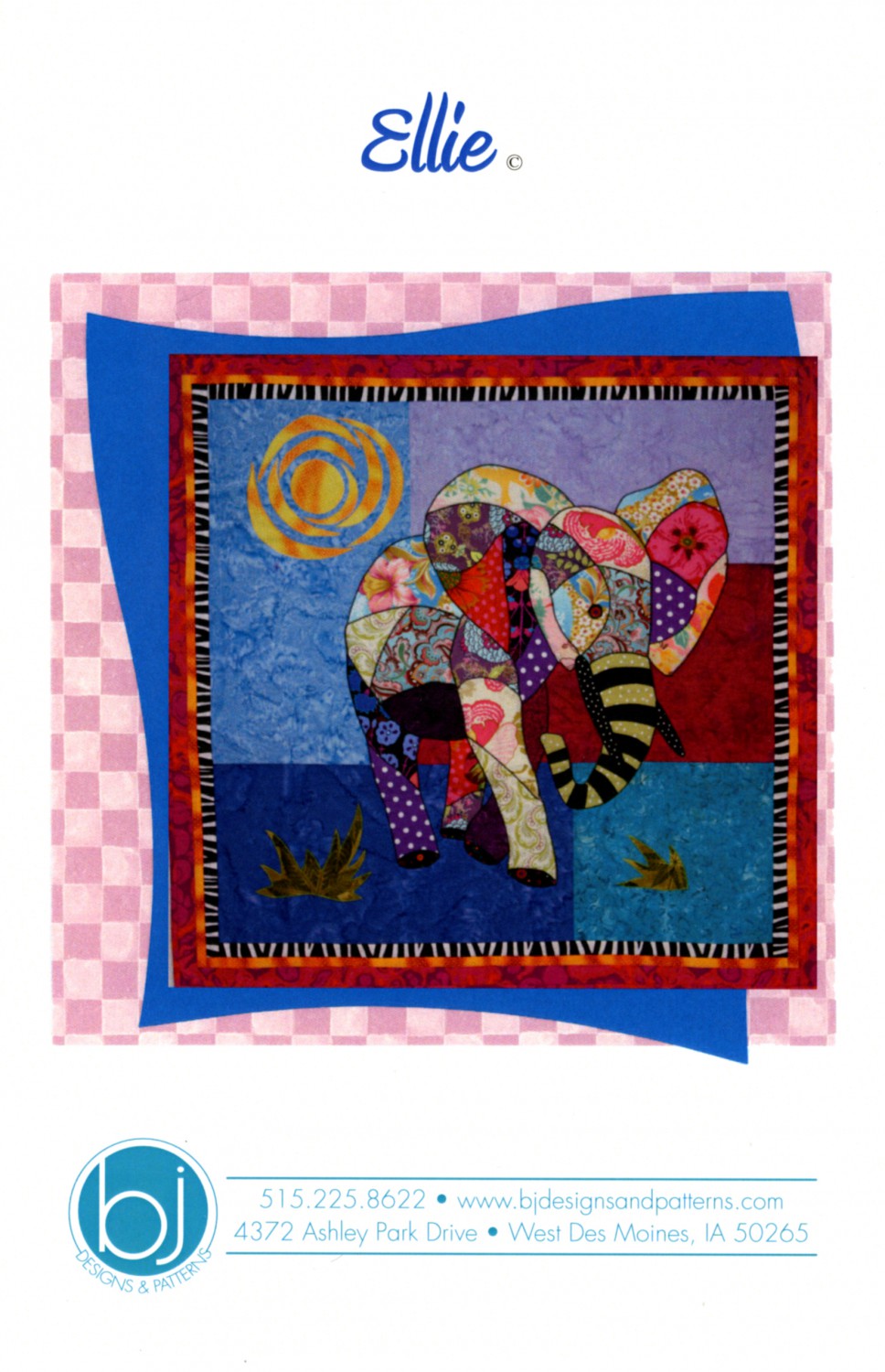 BJ Designs & Patterns Ellie Elephant Applique Quilt Pattern Front
