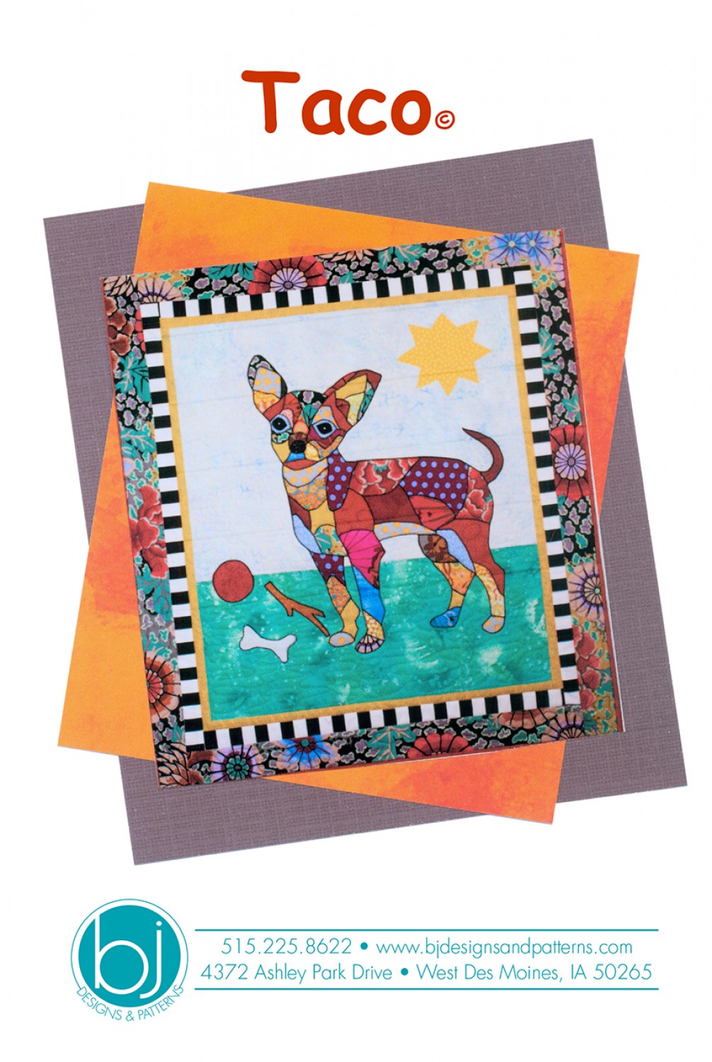 BJ Designs & Patterns Taco Chihuahua Dog Applique Quilt Pattern Front Cover