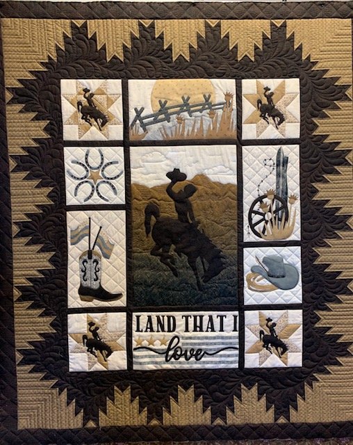 Valley Fabric Shop Cowboy Up Applique Quilt Pattern Brown Colorway