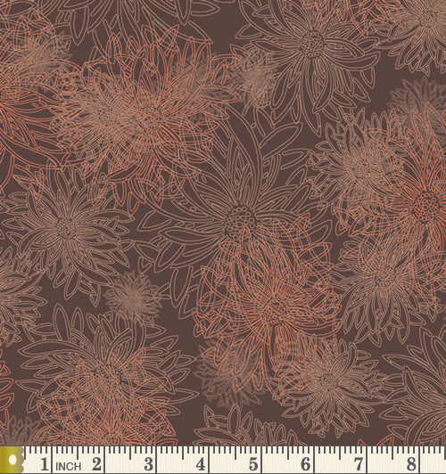 Art Gallery Fabrics Floral Elements Spicy Brown Cotton Fabric FE-501-Spicy-Brown