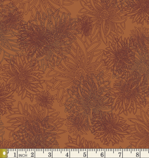 Art Gallery Fabrics Floral Elements Russet Orange Cotton Fabric FE-503-Russet-Orange