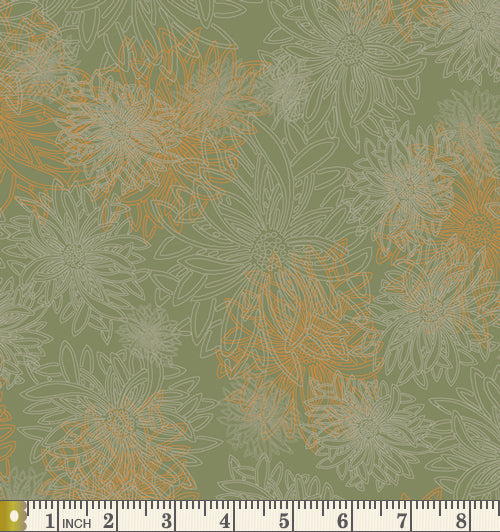 Art Gallery Fabrics Floral Elements Dusty Olive Cotton Fabric FE-509-Dusty-Olive