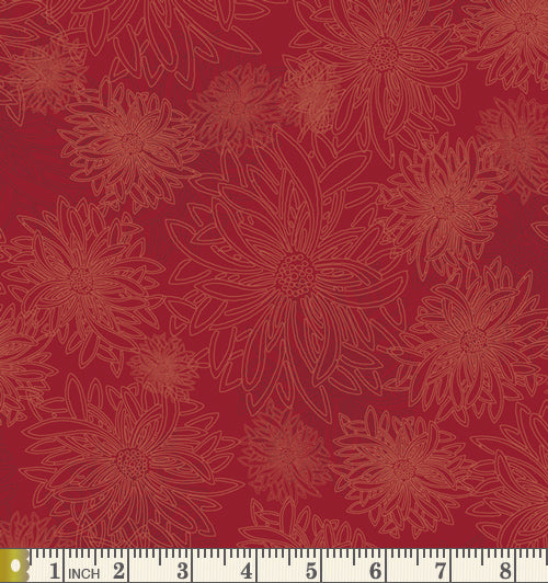 Art Gallery Fabrics Floral Elements Scarlet Cotton Fabric FE-514-Scarlet