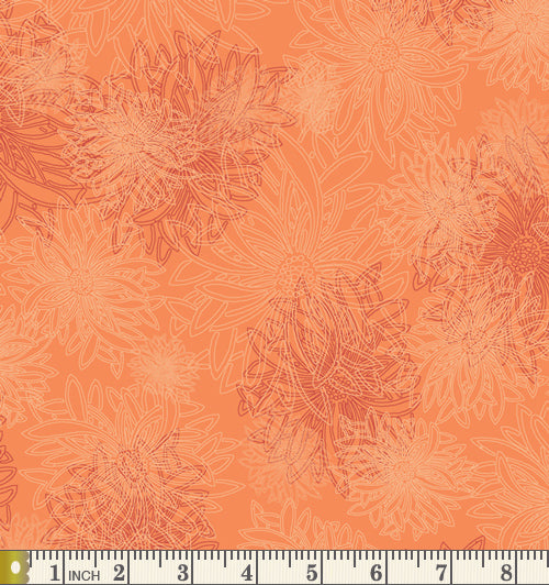 Art Gallery Fabrics Floral Elements Tangerine Cotton Fabric FE-525-Tangerine