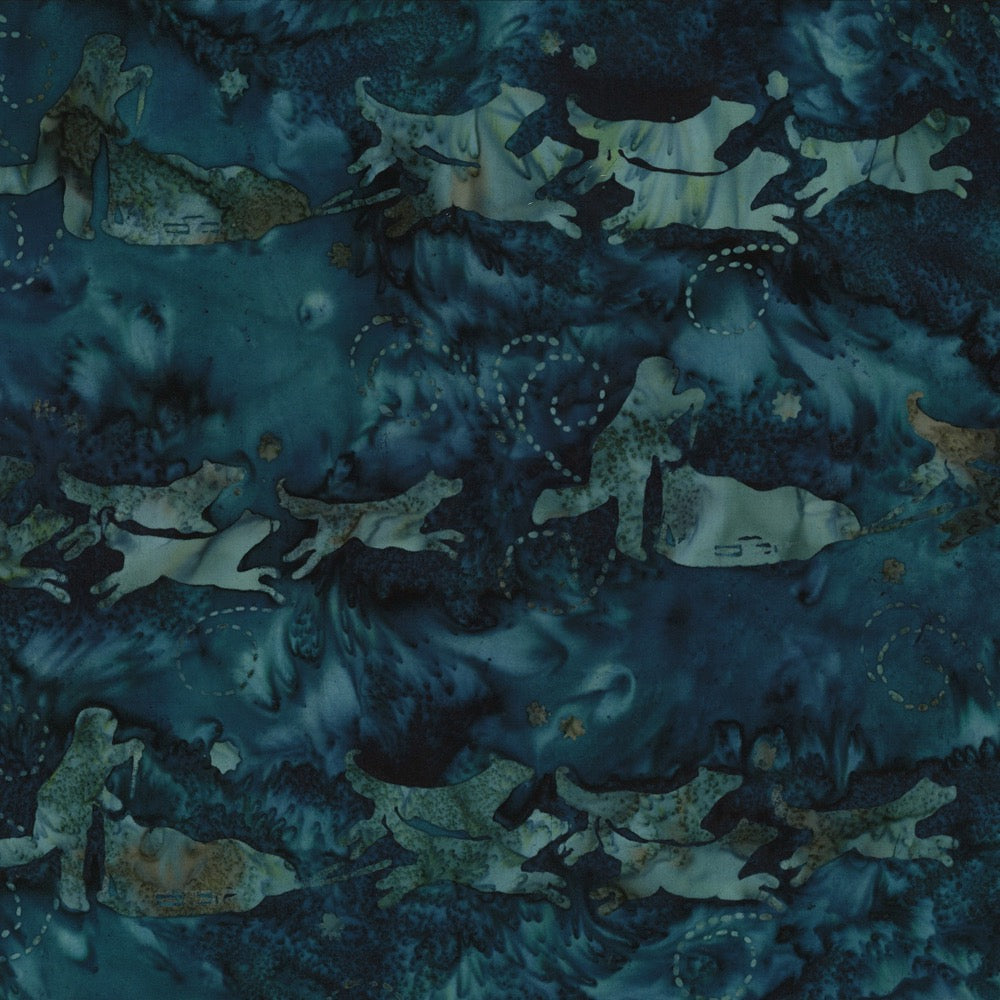 Hoffman Fabrics Teal Blue Dog Musher Batik Fabric G2208-21-Teal