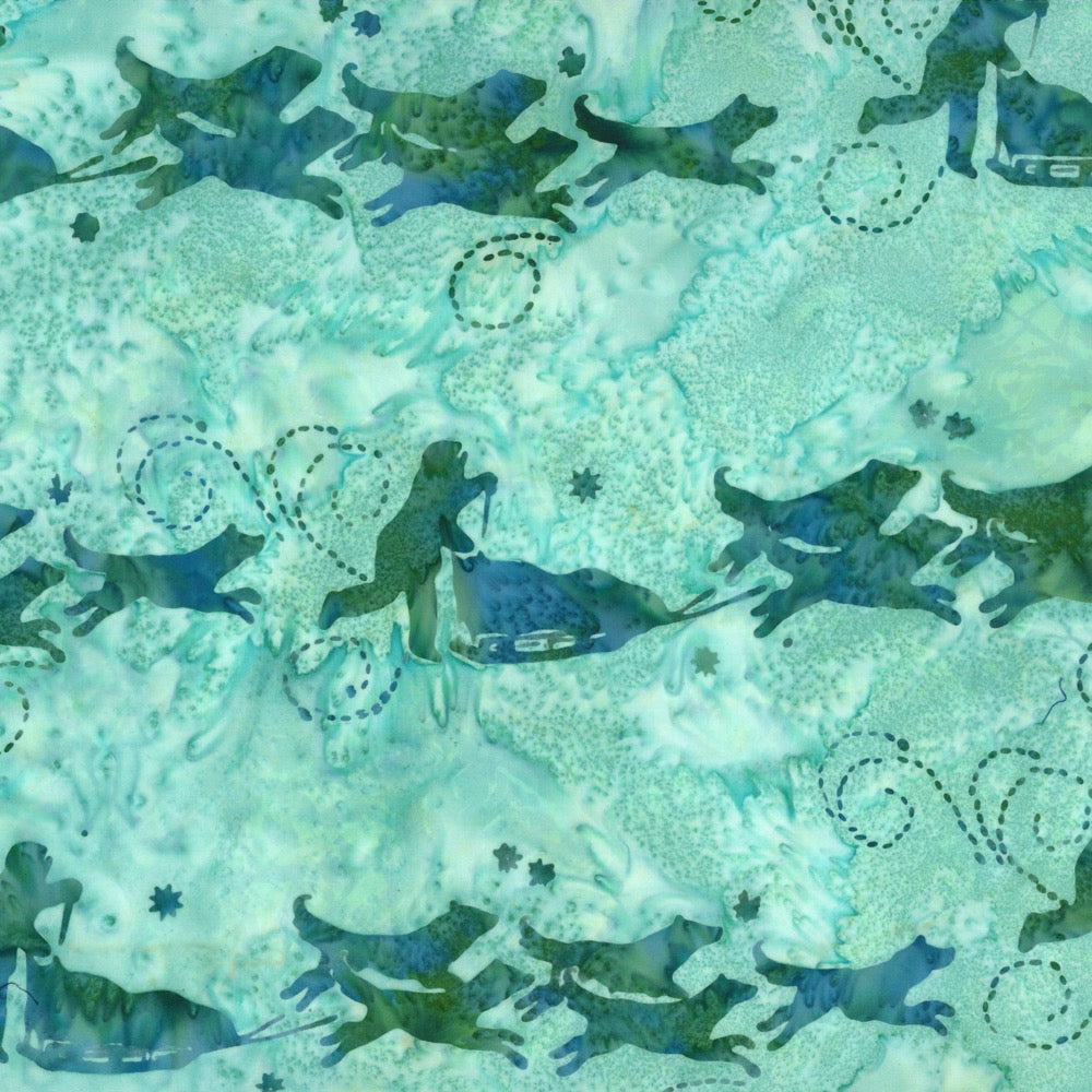 Hoffman Fabrics Tahiti Blue Green Dog Musher Batik Fabric G2208-254-Tahiti