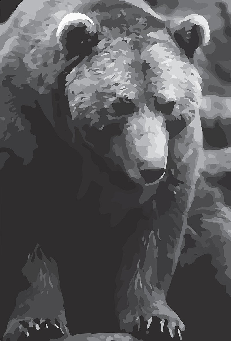 Collage Quilter Grizzly Bear Wall Hanging Collage Quilt Pattern Grey Scale