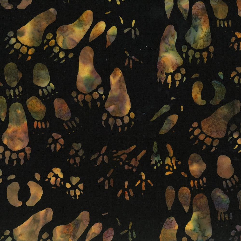 Hoffman Fabrics Midnight Paws Wildlife Tracks Batik Fabric F2280-128-Midnight