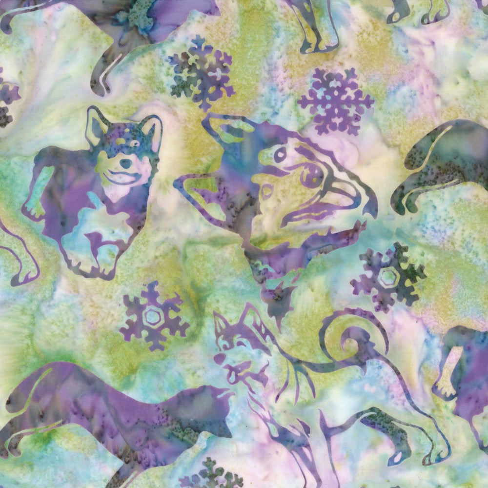 Hoffman Fabrics Abalone Siberian Husky Dog Batik Fabric J2430-185-Abalone