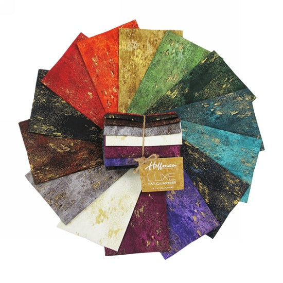 Hoffman Fabrics LUXE Gold Metallic 14 Fat Quarters LFQ-47-Gold