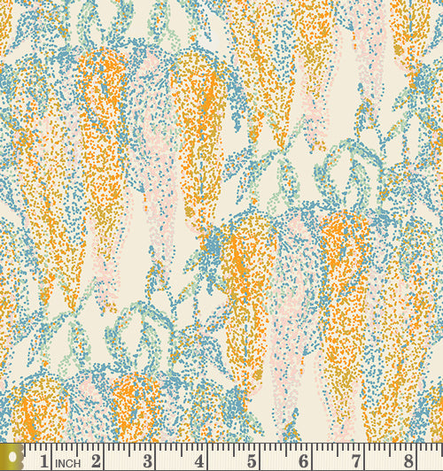 Art Gallery Fabrics Millie Fleur Wisteria Blue Gold Cotton Fabric MFL-21352