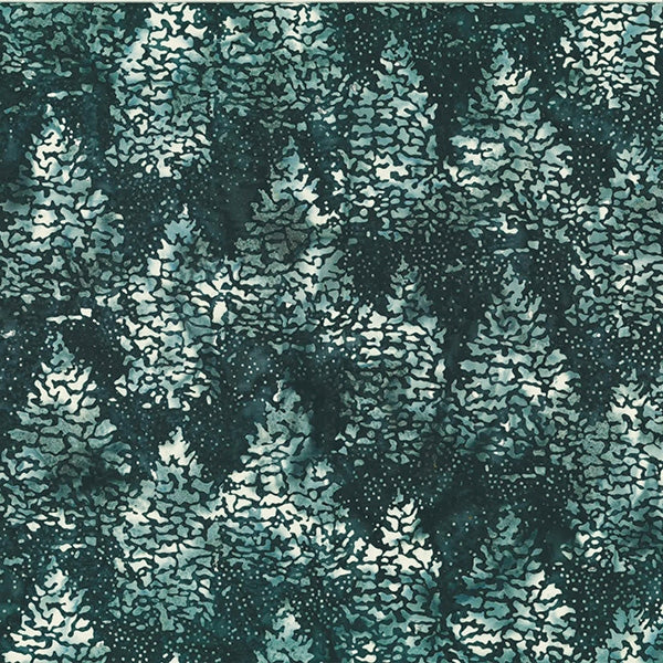 Hoffman Fabrics McKenna Ryan Into the Mist Charcoal Snowy Trees Batik Fabric MR20-55-Charcoal