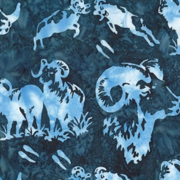 Hoffman Fabrics Navy Blue Big Horn Sheep Batik Fat Quarter N2914-19-Navy