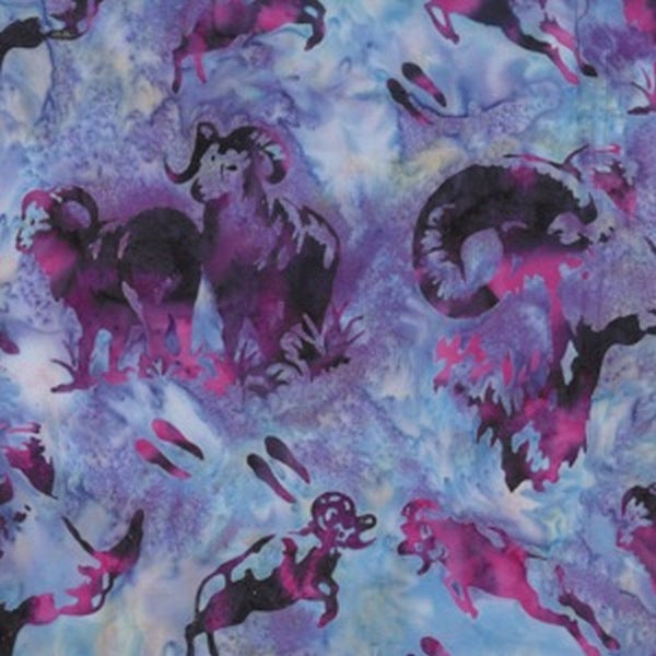 Hoffman Fabrics Petunia Big Horn Sheep Batik Fat Quarter N2914-468-Petunia