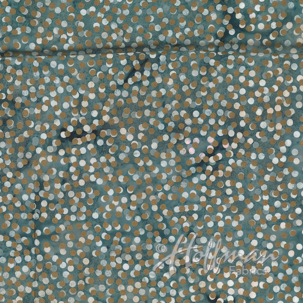 Hoffman Fabrics Precious Metals Grey Gold Metallic Batik Fabric P2061-622G-Cool-Grey-Gold