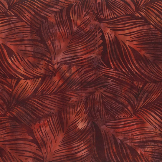 Hoffman Fabrics Hosta Leaves Brick Red Batik Fabric Q2138-37-Brick