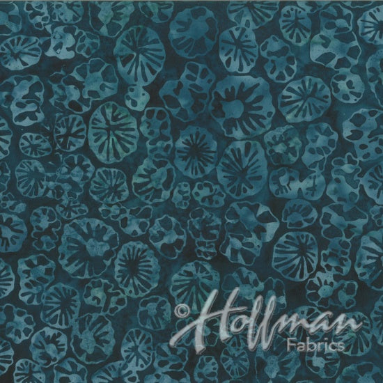 Hoffman Fabrics From the Depths Bayou Blue Barnacles Batik Fabric Q2164-577-Bayou