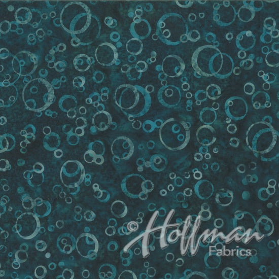 Hoffman Fabrics From the Depths Teal Bubbles Batik Fabric Q2165-21-Teal